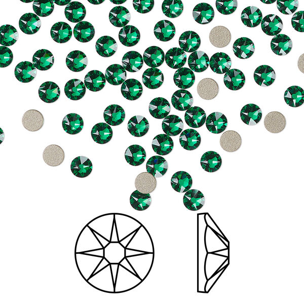 Flat back 1440pk majestic green foil back, Swarovski® 3-3.2mm rose round SS12 2088 image number 0