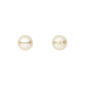 Pearl 10pk cream, Preciosa Czech crystal 8mm half-drilled round