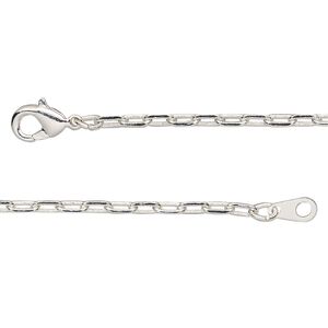 Chain 1pkg1 silver-plated paperclip, 2.3mm / lobster claw clasp, brass 18 inch