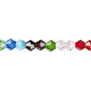 Bead 1pk opaque to transparent mixed colors, Celestial Crystal® 6mm bicone 15.5-16 inch