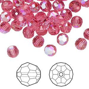 Bead 360pk rose shimmer, Swarovski® 6mm round 5000