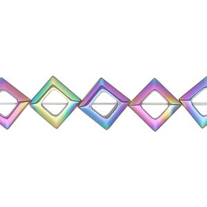 Hemalyke™ 1pkg1, electroplated open diamond bead 15.5-16 inch 11x11mm