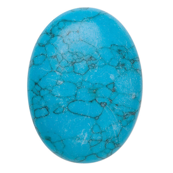 Cabochon, turquoise (assembled), 40x30mm calibrated oval, Mohs hardness 5 to 6. Sold individually. image number 0