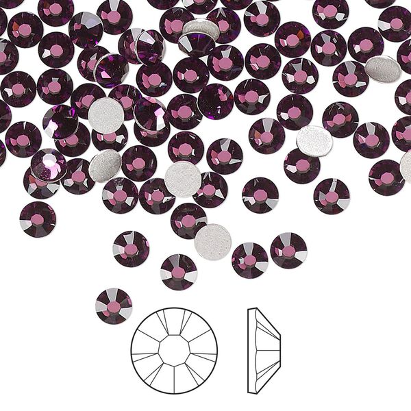 Flat back 144pk amethyst foil back, Preciosa MAXIMA Czech crystal hotfix rhinestone 3.8-4mm chaton rose round SS16 image number 0