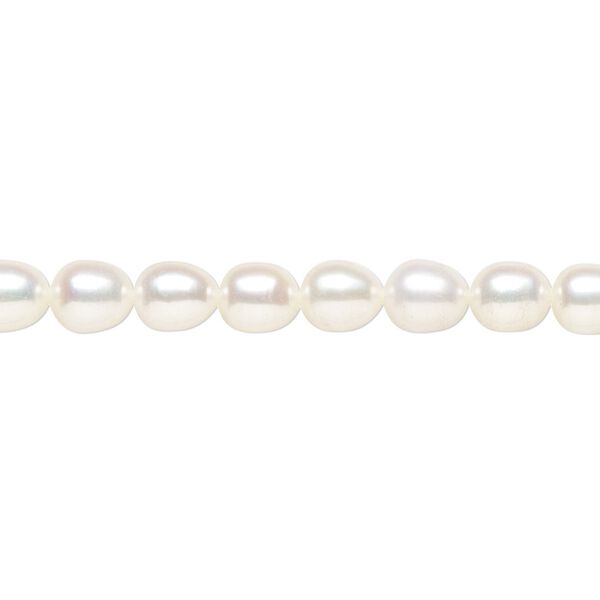 Freshwater 1pkg1, rice pearl B- grade, 15.5-16 inch white 4-5mm cultured image number 0