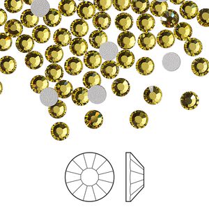 Flat back 1440pk acid yellow foil back, Preciosa VIVA 12® Czech crystal rhinestone 3.8-4mm chaton rose round SS16