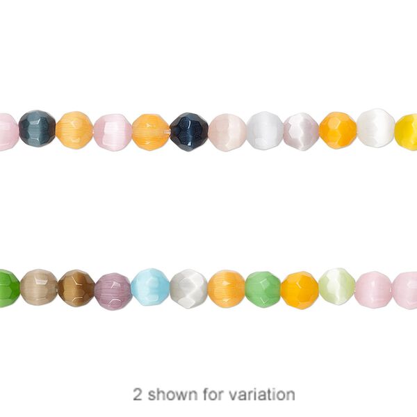 Bead mix, fiber optic glass, multicolored, 4mm faceted round. Sold per 15-1/2" to 16" strand. image number 0