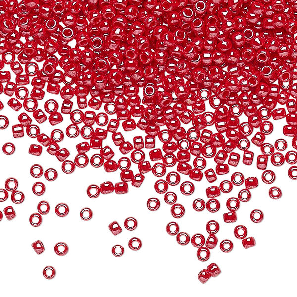 Seed bead, TOHO BEADS®, glass, pkg/7.5g, #11 round, opaque luster cherry (TR-11-125). image number 0