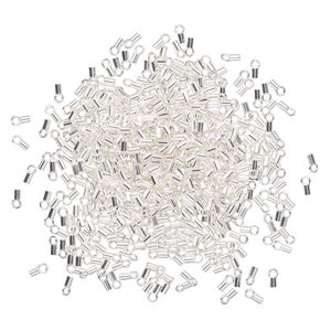 Crimp end 1pkg500 silver-plated, 3.5x2mm tube / loop / 1.5mm inside diameter, brass
