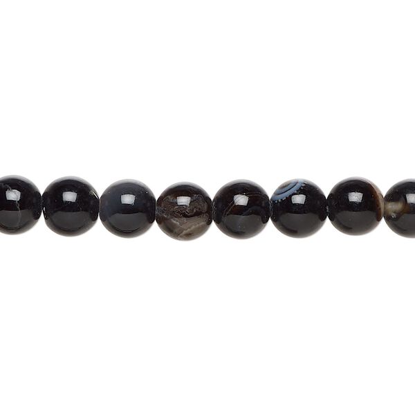 Black agate 1pkg1, round bead 15 inch 5-6mm image number 0