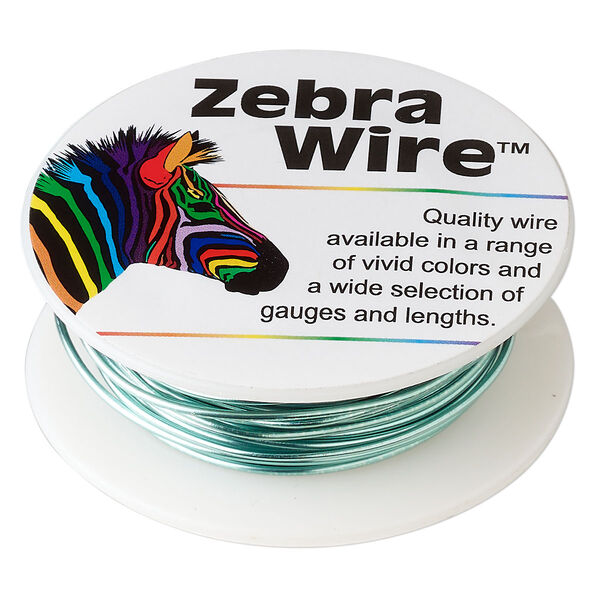 Wire, Zebra Wire™, color-coated copper, aqua blue, round, 18 gauge. Sold per 10-yard spool. image number 0