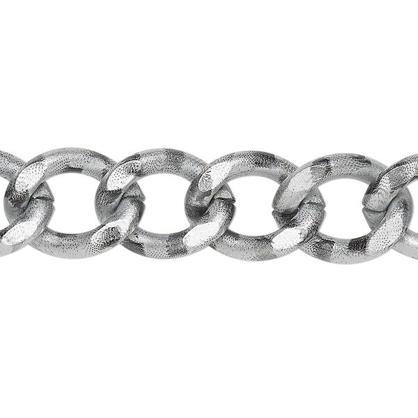 Chain, aluminum, silver and black, 13mm curb. Sold per pkg of 24 inches. image number 0