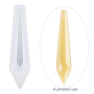 Mold, silicone, white, 51 x 12 x 12mm faceted teardrop. Sold individually.