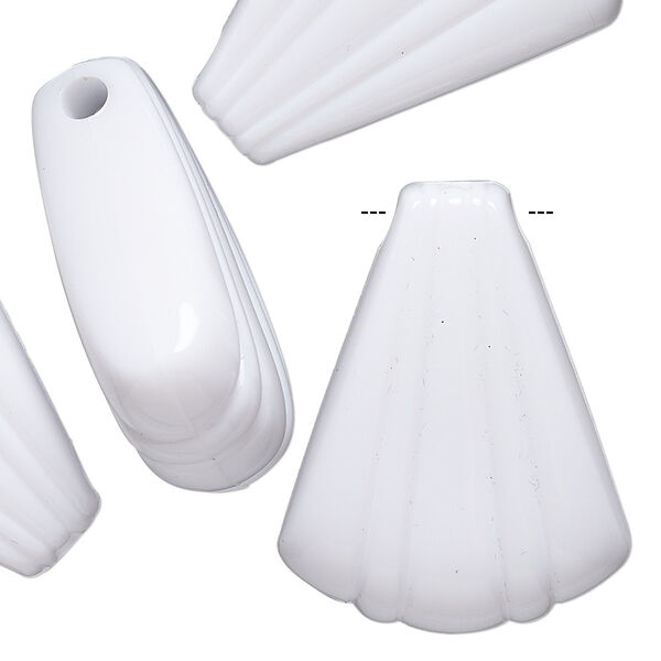 Focal, acrylic, white, 30x25mm fan. Sold per pkg of 6. image number 0