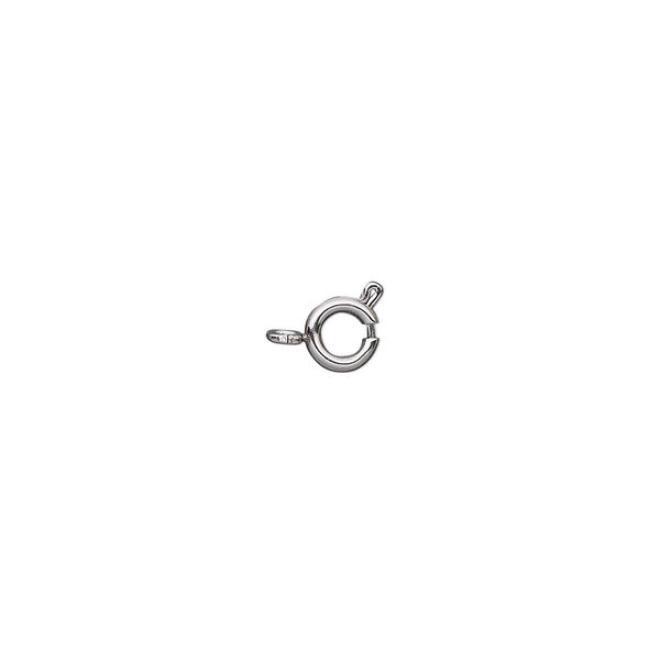 Clasp, springring, steel and stainless steel, 5mm with open loop. Sold per pkg of 4. image number 0