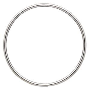 Beading hoop, imitation rhodium-plated steel, 3-inch closed round. Sold per pkg of 4.