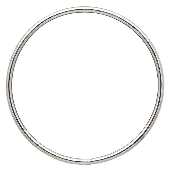 Beading hoop, imitation rhodium-plated steel, 3-inch closed round. Sold per pkg of 4. image number 0