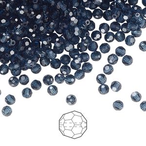 Bead 24pk Montana, Preciosa Czech crystal 3mm round