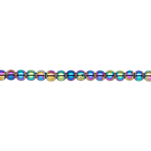 Bead, Hemalyke™ (man-made), rainbow, 3mm round. Sold per 15-1/2" to 16" strand. image number 0