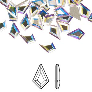 Flat back 6pk crystal AB foil back, Crystal Passions® 8.6x5.6mm kite 2771