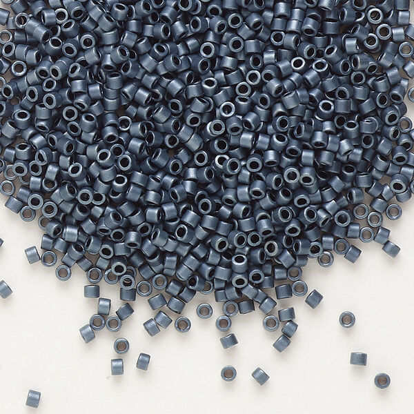 Seed bead, Delica®, glass, pkg/50g, #11 round, opaque matte luster gunmetal (DB-0301). image number 0