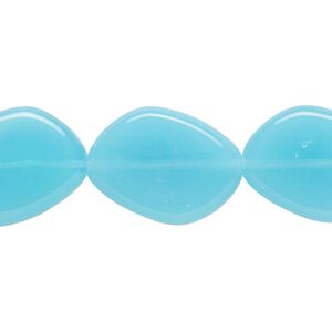 Bead, glass, translucent light blue, 21x16mm flat rhombus. Sold per 15-1/2 to 16-inch strand.