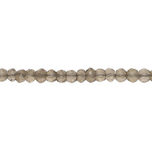 Smoky quartz 1pkg1, hand-cut faceted rondelle bead, 13 inch 4x2mm-5x4mm