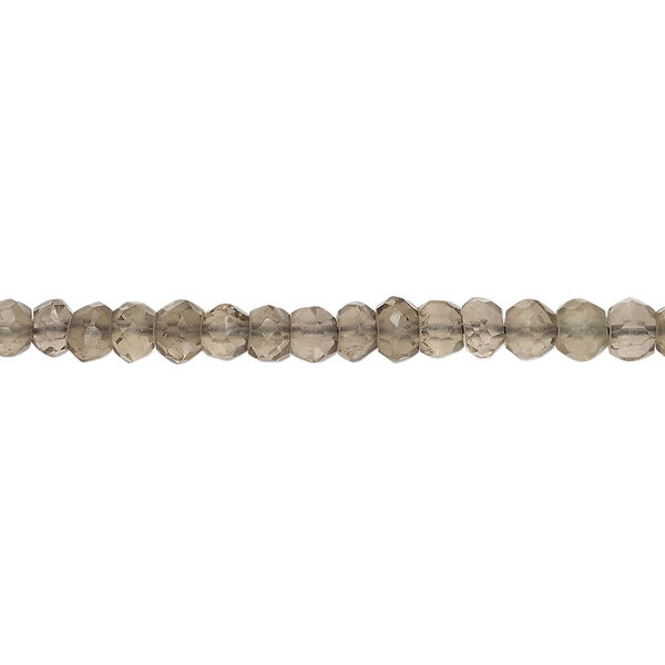 Smoky quartz 1pkg1, hand-cut faceted rondelle bead, 13 inch 4x2mm-5x4mm image number 0
