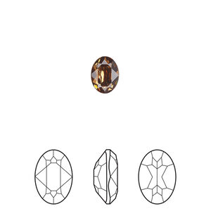 Fancy stone 1pkg180 light smoked topaz foil back, Swarovski® ReCreated™, 8x6mm faceted oval 4120