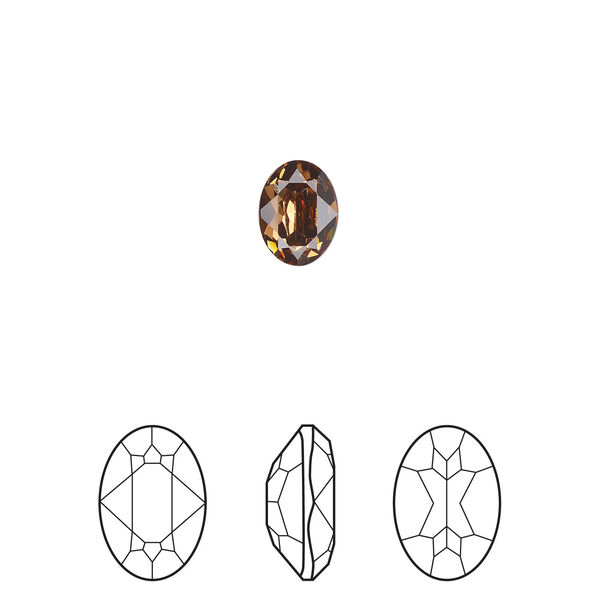 Fancy stone 1pkg180 light smoked topaz foil back, Swarovski® ReCreated™, 8x6mm faceted oval 4120 image number 0