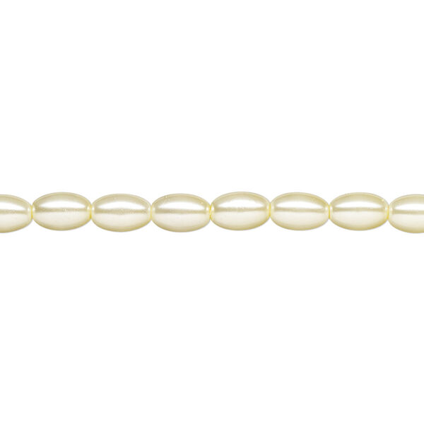 Pearl 1pk ivory, Celestial Crystal® 6x4mm rice 15.5-16 inch image number 0