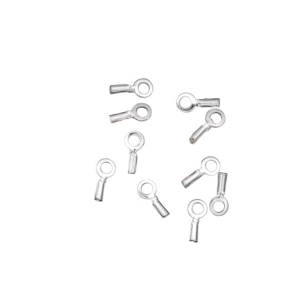 Crimp end 1pkg10 sterling silver, 3x1mm tube / loop / approx 0.4mm inside diameter image number 0
