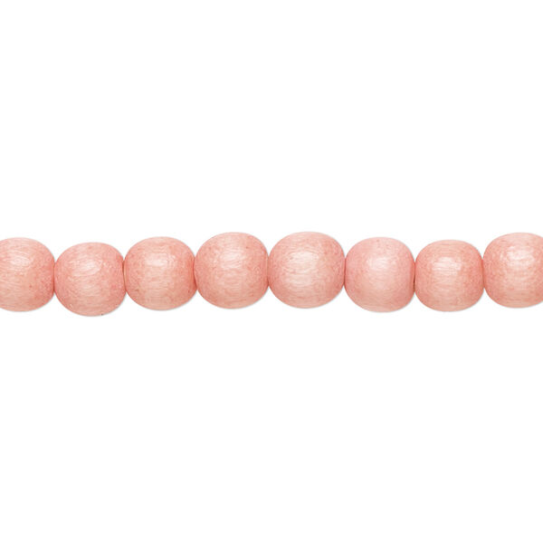 Bead, Taiwanese cheesewood (dyed / waxed), light orange, 5-6mm round. Sold per pkg of (2) 15-1/2" to 16" strands. image number 0