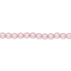 Bead, Czech pearl-coated glass druk, opaque matte light pink, 4mm round. Sold per 15-1/2" to 16" strand.