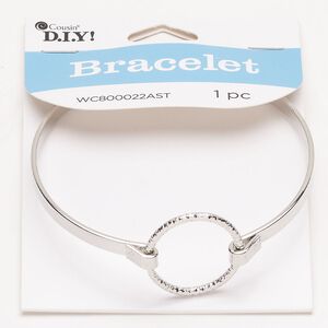 Bracelet bangle 1pkg1 steel 4mm textured round 8 inches, silver finish