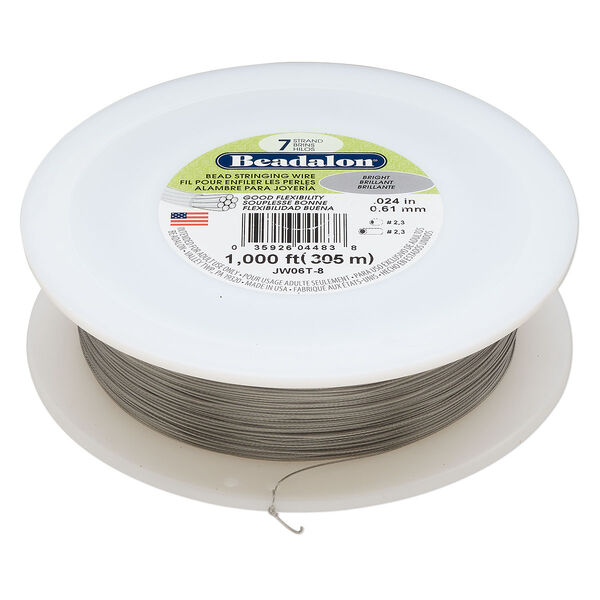 Wire, Beadalon®, nylon and stainless steel, bright, 7 strand, 0.024-inch diameter. Sold per 1000-foot spool. image number 0