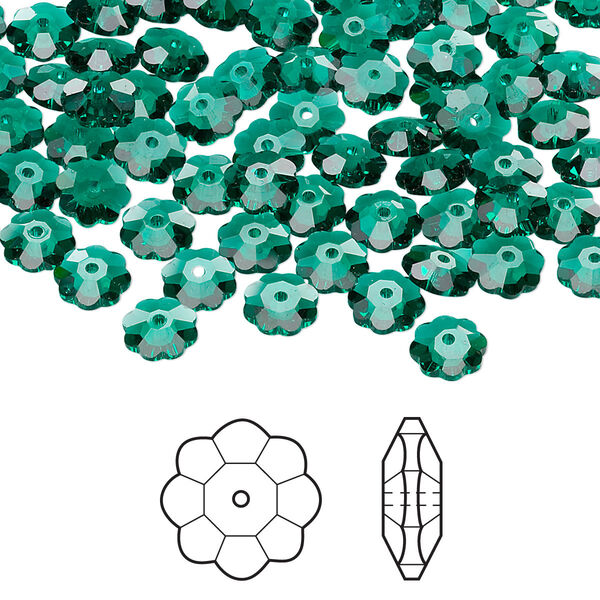 Margarita flower 144pk emerald, Crystal Passions® 6x2mm 3700 image number 0