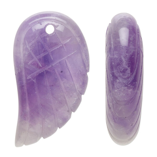 Amethyst 1pkg1, hand-cut top-drilled 2-sided wing focal natural B grade, 31x17mm-32x19mm image number 0