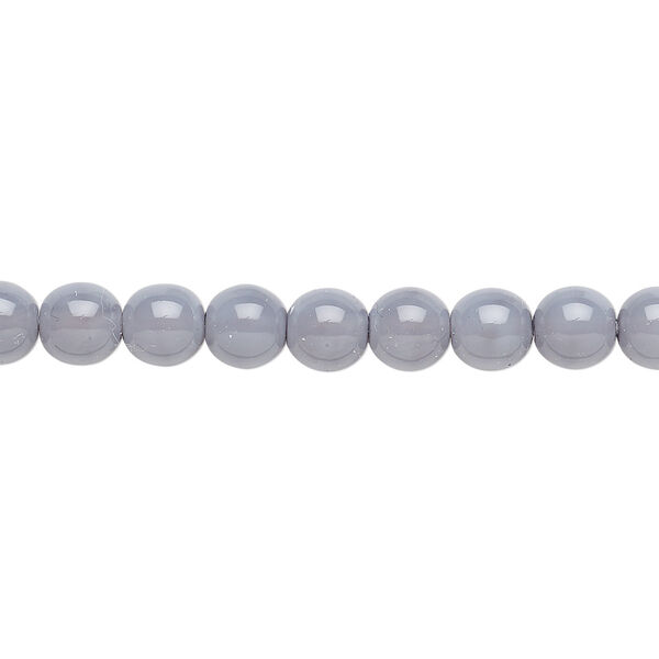 Bead, Czech dipped décor glass druk, blue grey, 6mm round. Sold per 15-1/2" to 16" strand. image number 0