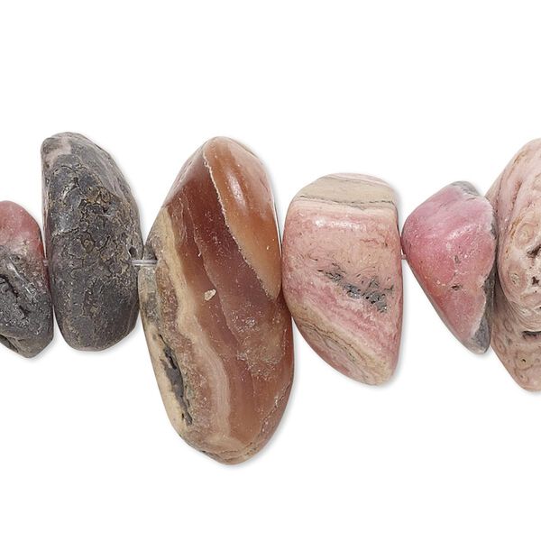 Bead, rhodochrosite (natural), extra-large chip, Mohs hardness 3-1/2 to 4-1/2. Sold per 8-inch strand. image number 0