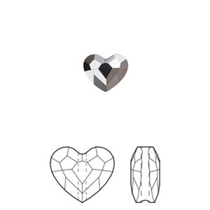 Bead 4pk crystal silver night 2X, Crystal Passions® 8mm love 5741