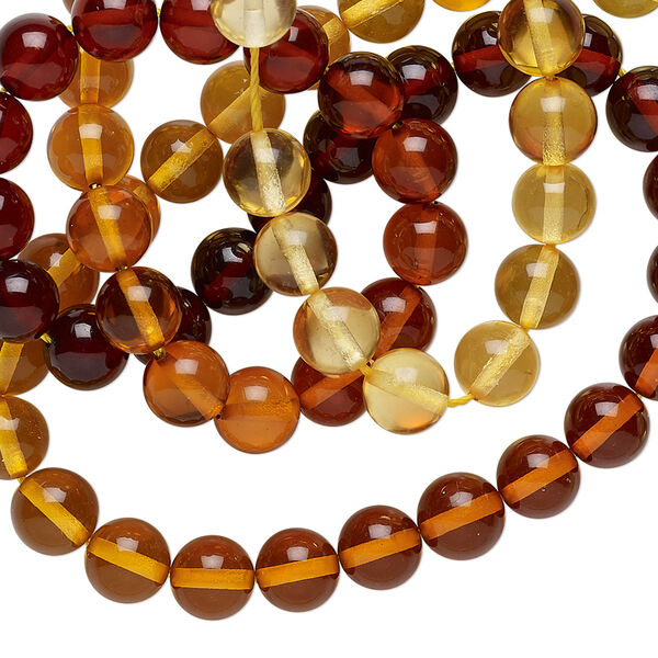 Bead, Baltic amber (heated), shaded, 6mm round, A grade, Mohs hardness 2 to 2-1/2. Sold per 15-1/2" to 16" strand. image number 0