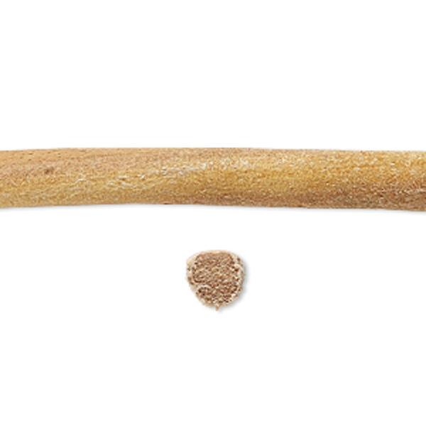 Cord, leather, natural, 6mm round. Sold per pkg of 1 yard. image number 0