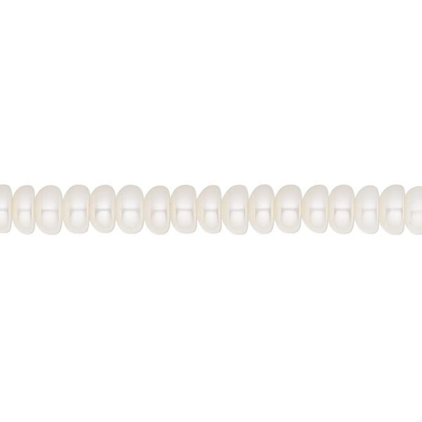 Pearl, White Lotus™, cultured freshwater (bleached), white, 4.5-5mm button, B grade, Mohs hardness 2-1/2 to 4. Sold per 15-1/2" to 16" strand. image number 0