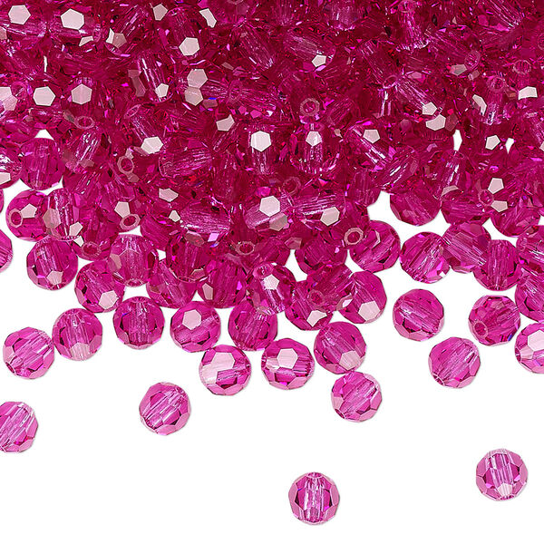 Bead 24pk fuchsia, Preciosa Czech crystal 4mm round image number 0