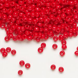Seed bead, Dyna-Mites™, glass, opaque red, #8 round. Sold per 1/2 kilogram pkg.