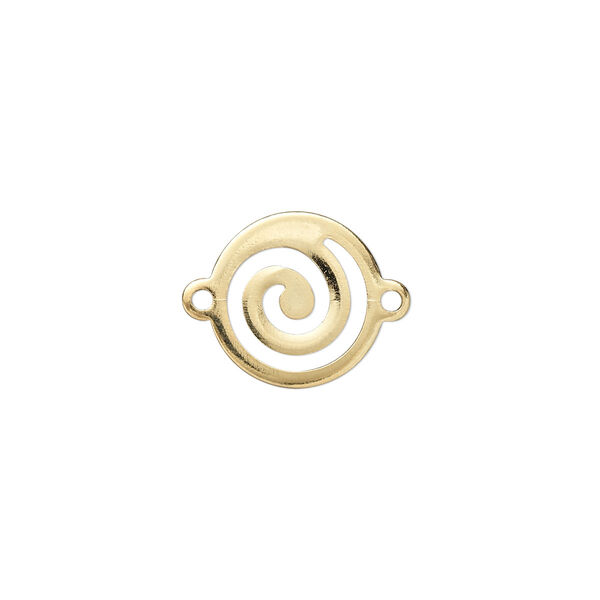 Link, gold-plated brass, 13mm round swirl. Sold per pkg of 20. image number 0