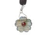 Labradorite / garnet 1pkg1, top-drilled hand-cut 1sided carved flower bead natural, 16mm image number 0