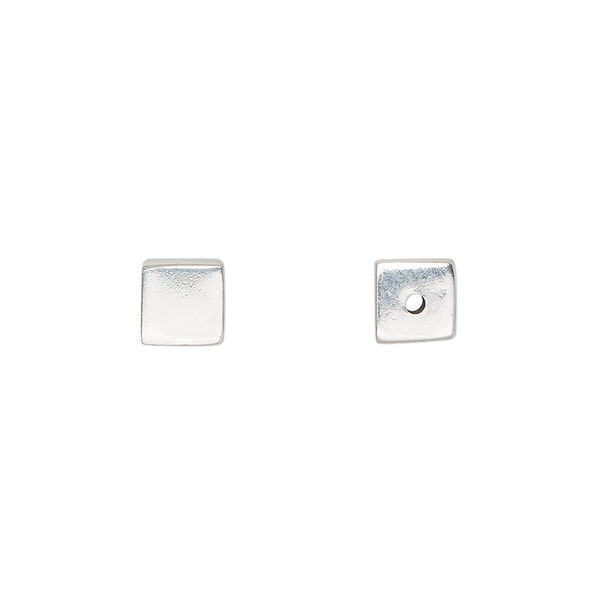 Bead, sterling silver, 6mm smooth cube. Sold individually. image number 0