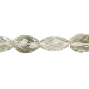 Green quartz 1pkg1, hand-cut faceted oval bead 6.5 inch 13x8mm-19x10mm